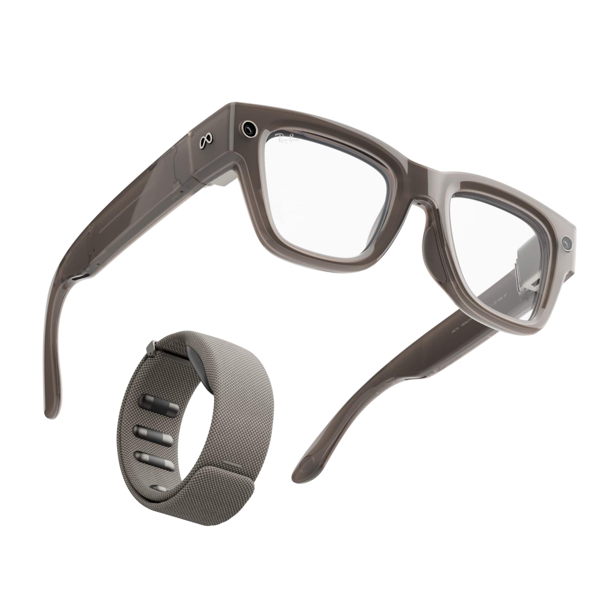 Meta - Ray-Ban Display & Neural Band | AI glasses with in-lens display - Shiny frame, large - band size 2 - Sand