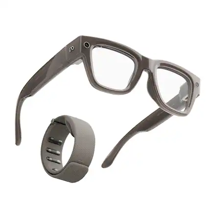 Front. Meta - Meta Ray-Ban Display & Neural Band | AI glasses with in-lens display - Shiny sand frame, large - Sand band size 2 - Sand.