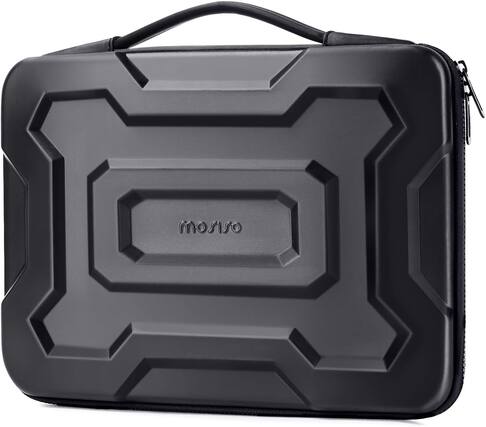 Front. mosiso - 13.3 inch Laptop Sleeve with Handle Waterproof EVA Protective Hard Case for 13-14 inch Laptops - Black.