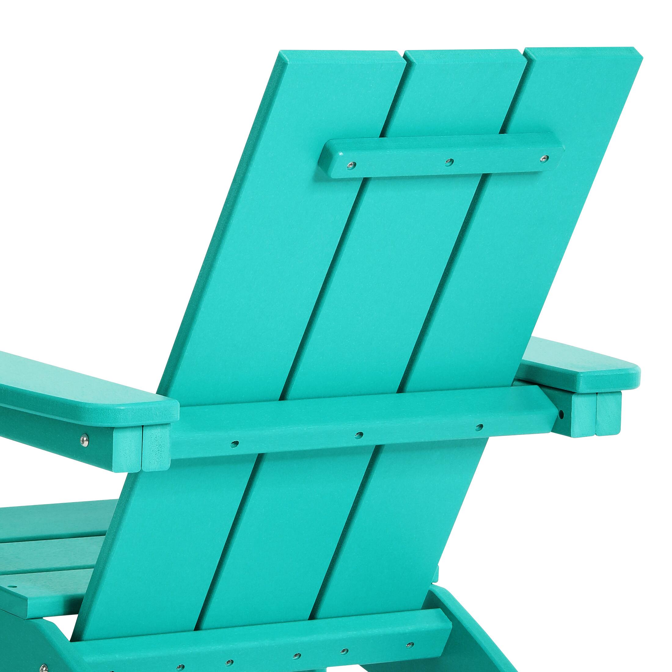 Alt View 3. WestinTrends - WestinTrends Ashore 3-Piece Kids HDPE Modern Adirondack Chairs Set with Square Side Table and Cup Holders - Turquoise.
