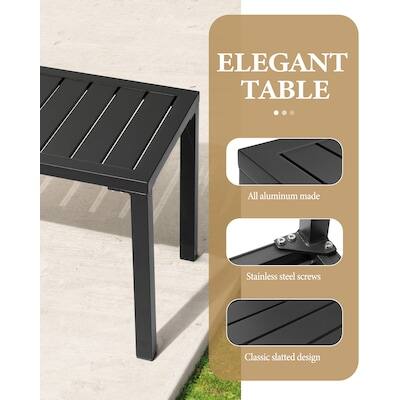 ELEGANT TABLE  
All aluminum made  
Stainless steel screws  
Classic slatted design