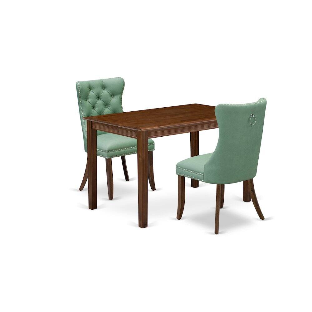 Back. East West Furniture - 3 Piece Dinette Set - Brown.