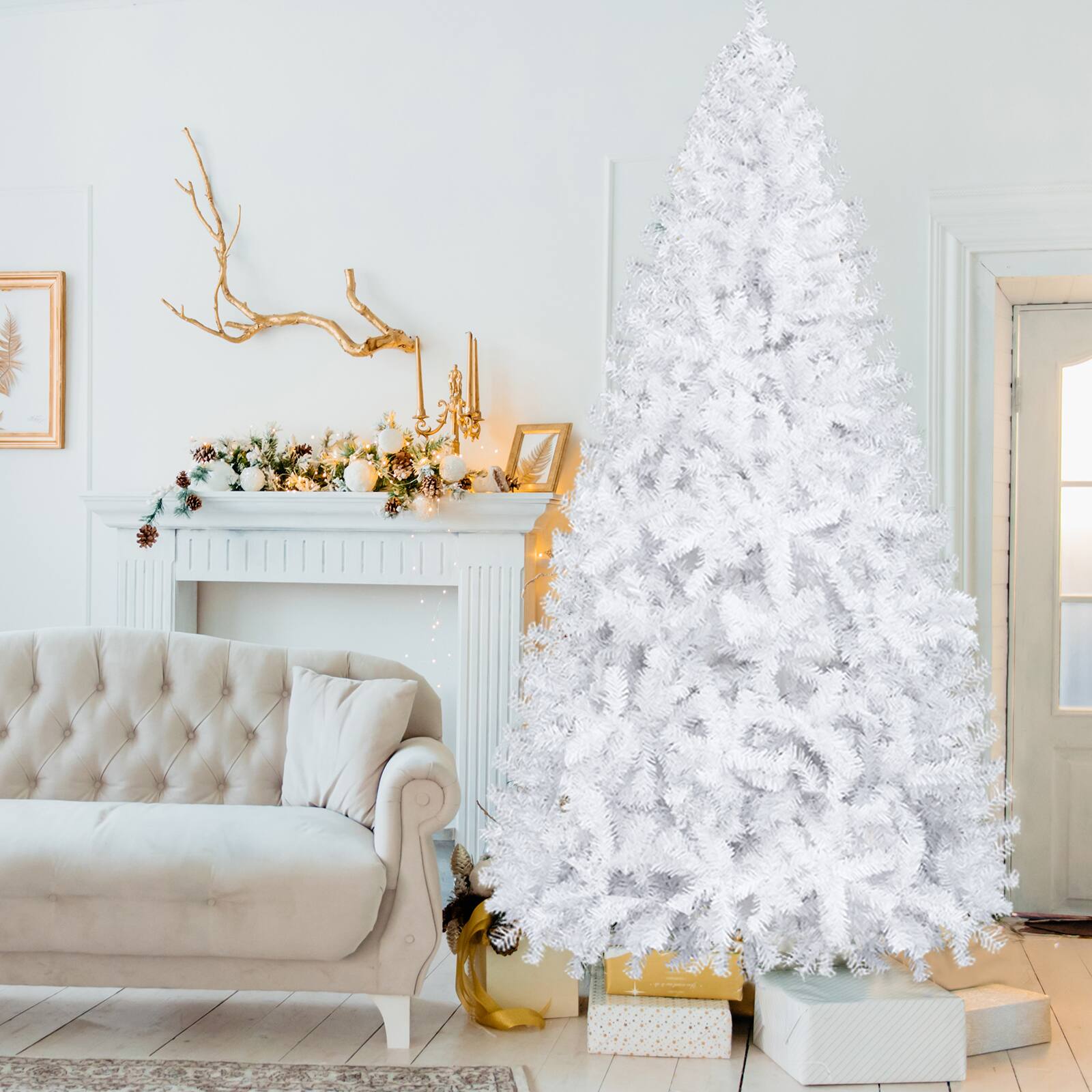 Alt View 9. Resenkos - Resenkos 7FT Iron Leg White Christmas Tree with 1349 Branches - White.
