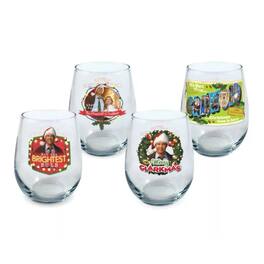 ICUP - National Lampoon's Christmas Vacation Merry Clarkmas 21oz Stemless Glass 4-Pack - Clear