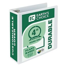 Samsill - Earth's Choice Plant-Based Durable 4" View Binder, 3-Ring , Made in USA - White