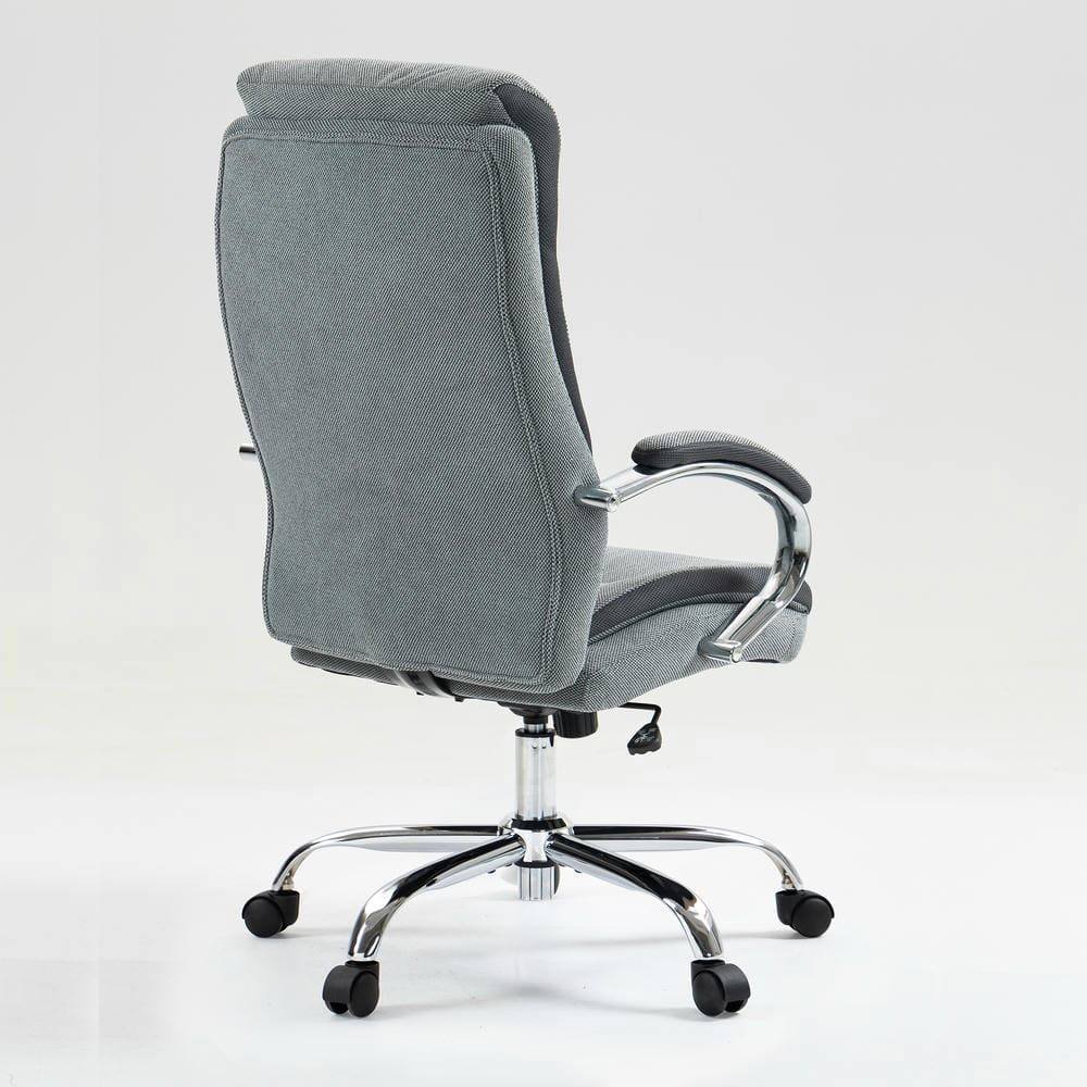 Back. Kadyn - High Back Executive Office Chair, Linen-Feel Fabric, 3-Level Gas Lift, 300lb Capacity, Gray - Gray.