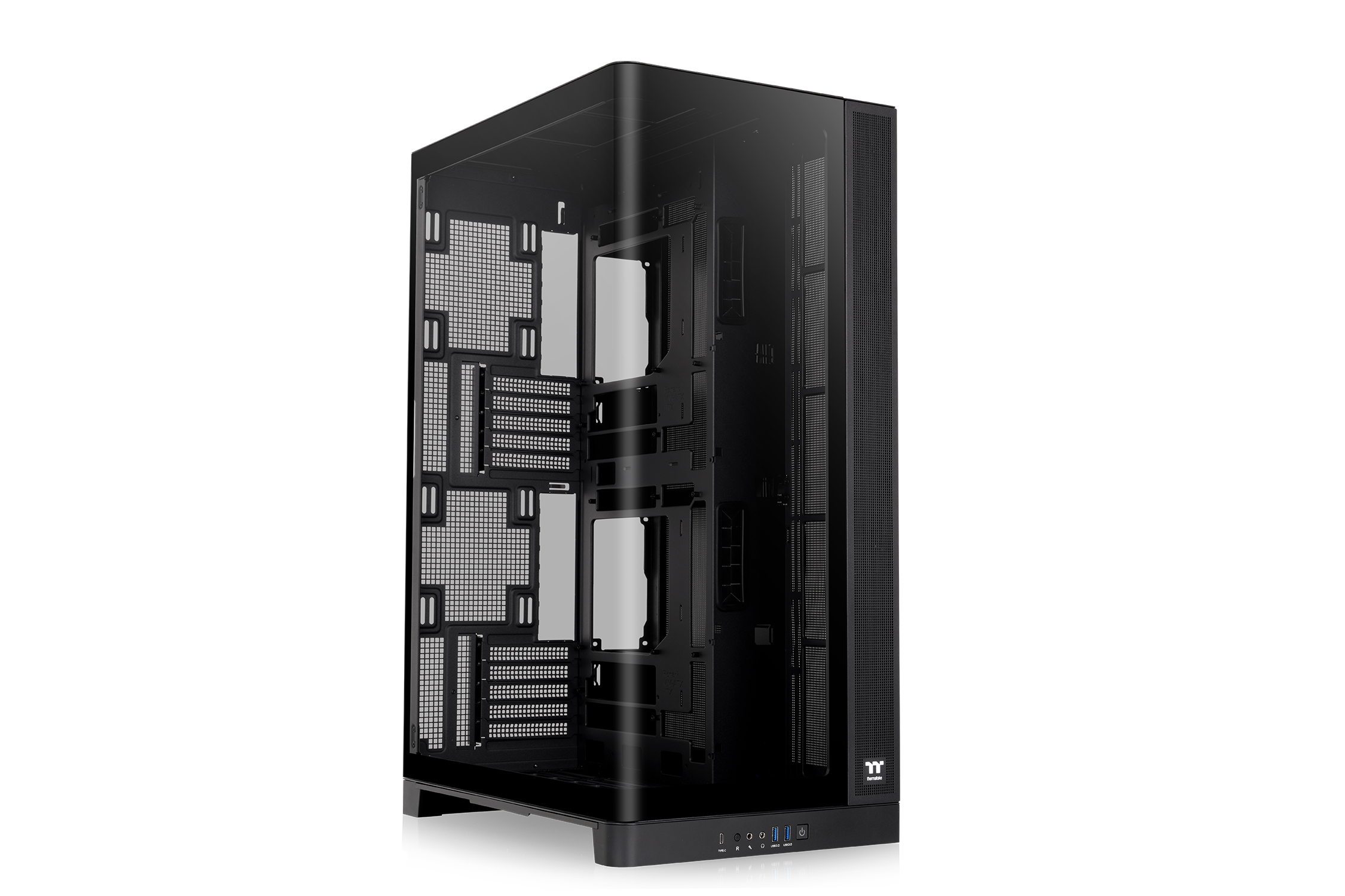 Front. Thermaltake - CAPO X, Dual System Chassis, mATX/mITX, Curved TG - Black.