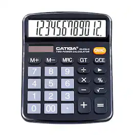 CATIGA - Desktop Calculators with Large LCD, Basic 4 Functions Calculator Dual Power Black