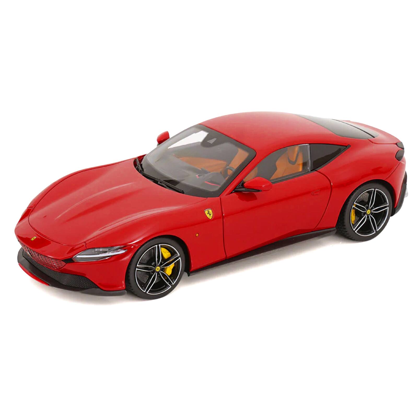 Alt View 1. Polistil - 2019 Ferrari Roma Red with Orange Interior 1/18 Diecast Model Car by Polistil.