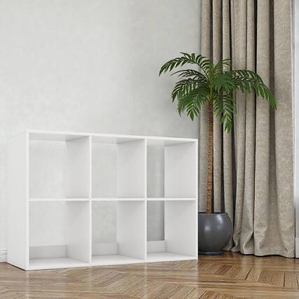Front. Hivvago - Freestanding 6-Compartment Storage Shelf with Rear Guard Design - White.