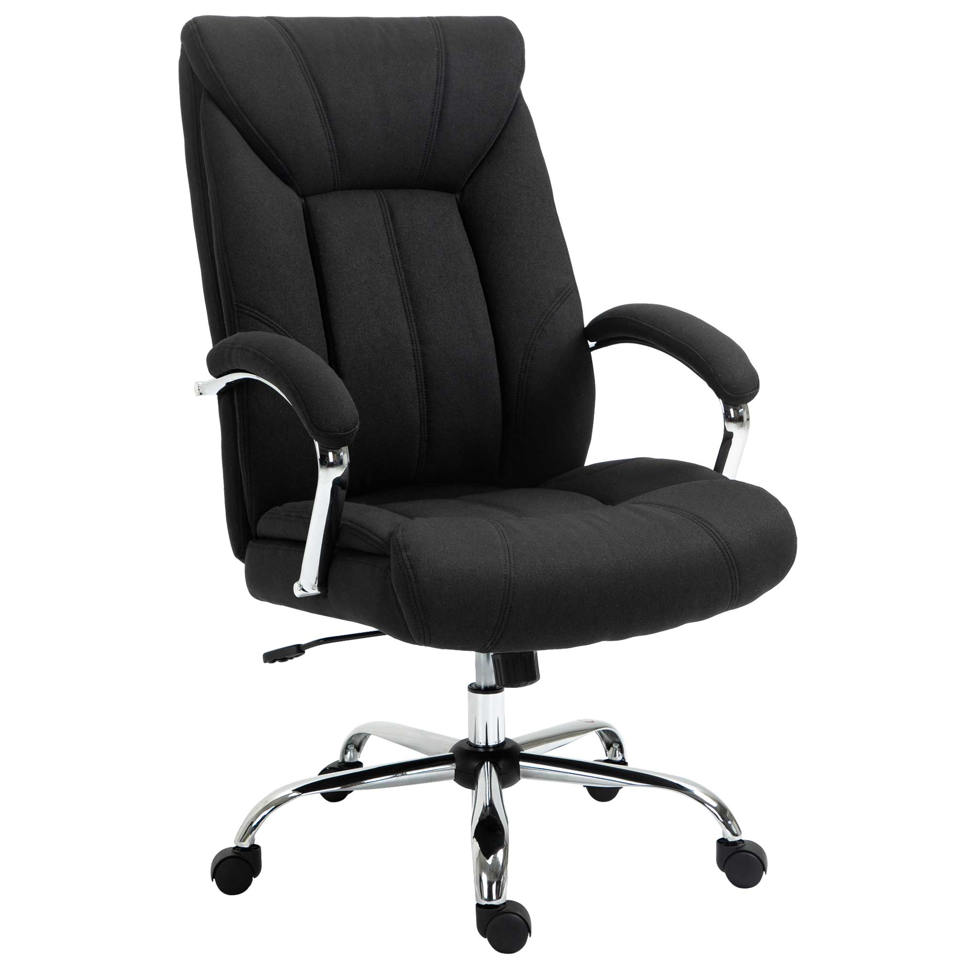 Front. Vinsetto - High Back Home Office Chair, Computer Desk Chair with Lumbar Back Support and Adjustable Height, Black - Black.