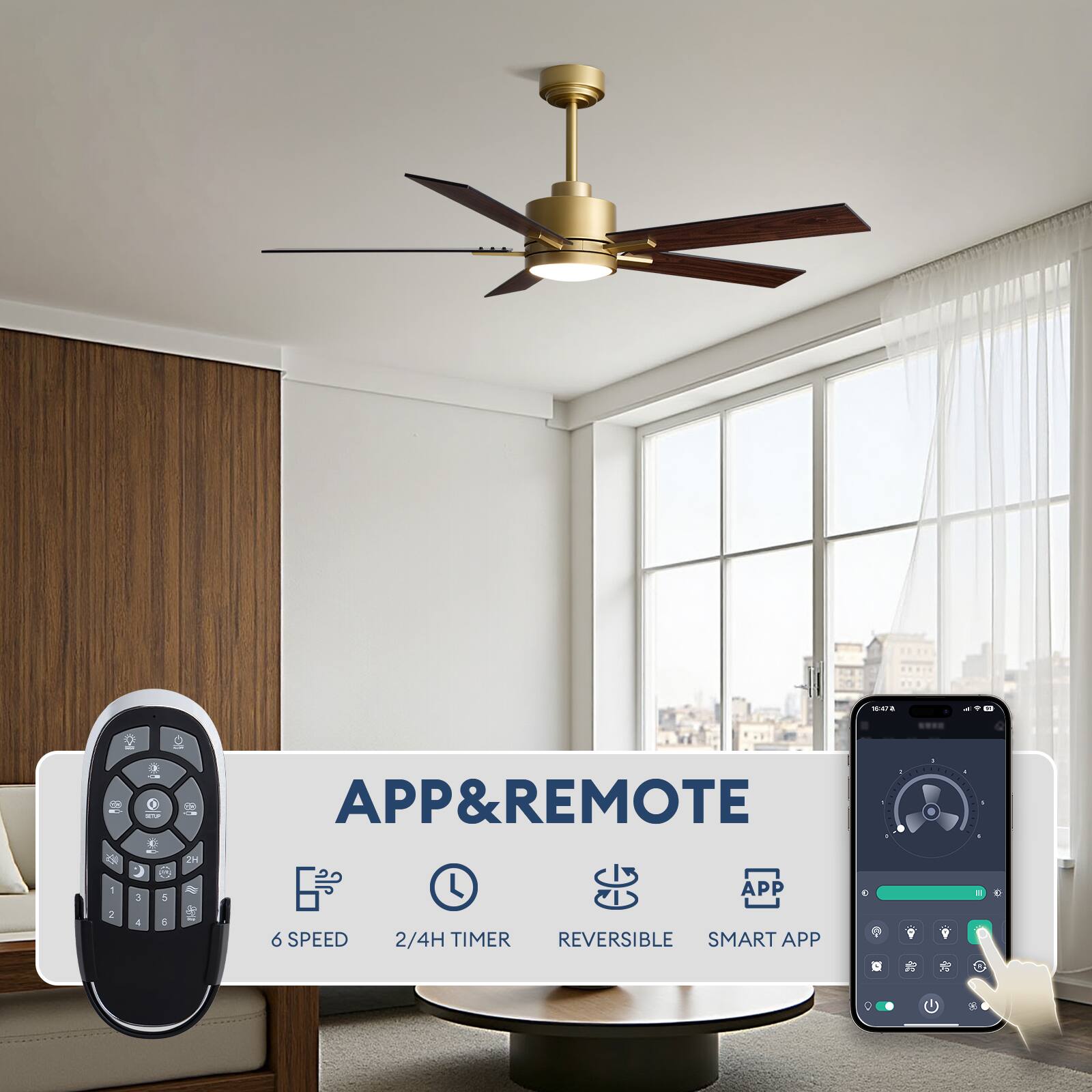 APP & REMOTE  
6 SPEED  
2/4H TIMER  
REVERSIBLE  
SMART APP
