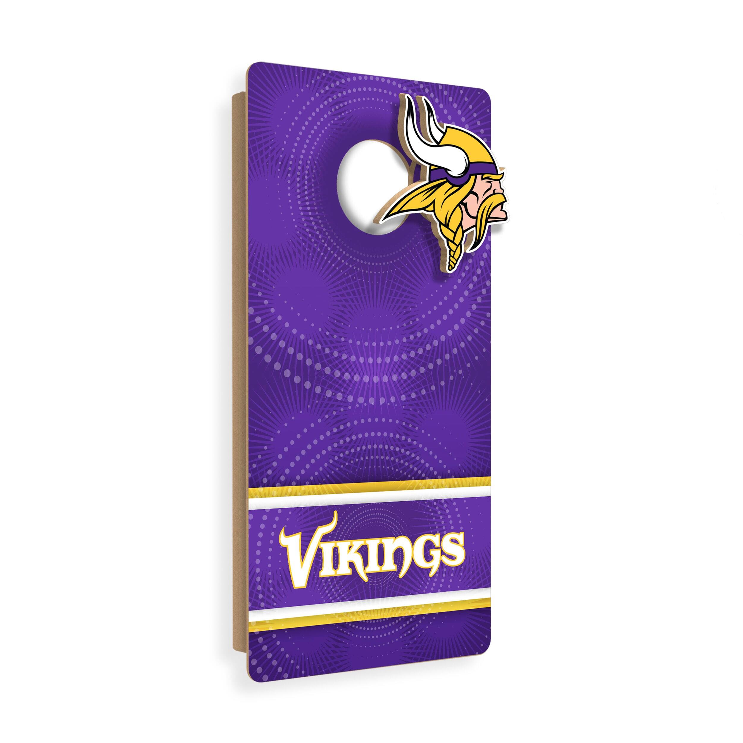 Front. Fan Creations - Minnesota Vikings Wall Hanging Cornhole Board - Multicolor.