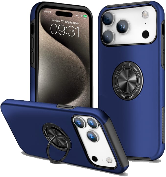 Entronix - iPhone 17 Pro Max Case with 360º Kickstand and Grip - Navy Blue