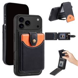 Dteck - For Apple iPhone 17 Pro Max Case,2-in-1 Magnetic Detachable PU Leather Wallet Flip Stand Card Holder TPU Inner Cover - Black