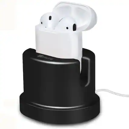 Front. Kitcheniva - Aluminum Charging Dock Station for AirPods Charging Stand Holder Black - Black.