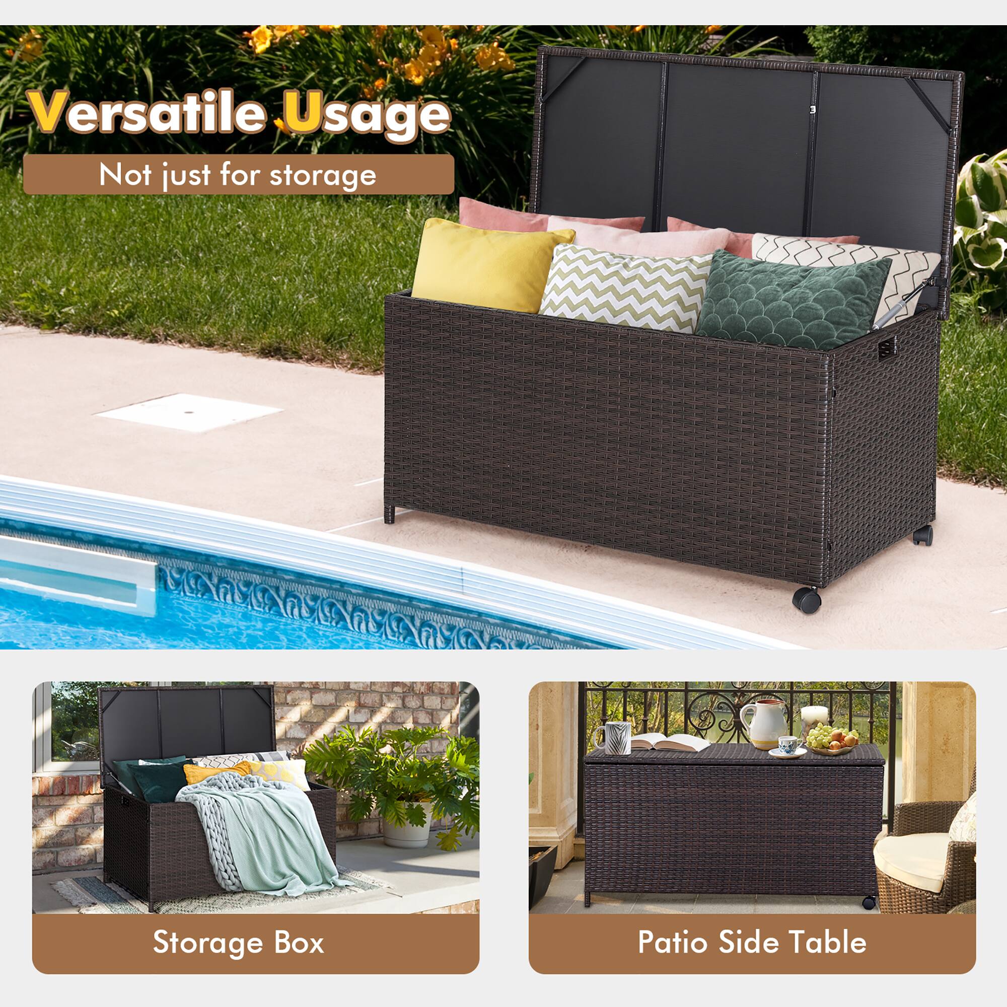 Versatile Usage  
Not just for storage  

Storage Box  

Patio Side Table