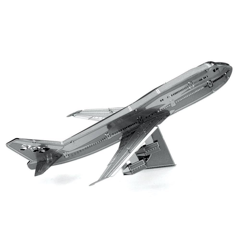 Left. Metal Earth - Model Kit Boeing 747 Commercial Aircraft (Easy Difficulty) Steel Model by Metal Earth - Silver.
