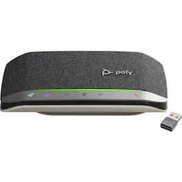HP - Poly Sync 20+ Microsoft Teams Certified USB-A Speakerphone - Wired/Wireless Bluetooth - Microsoft Teams - 3 x - Silver