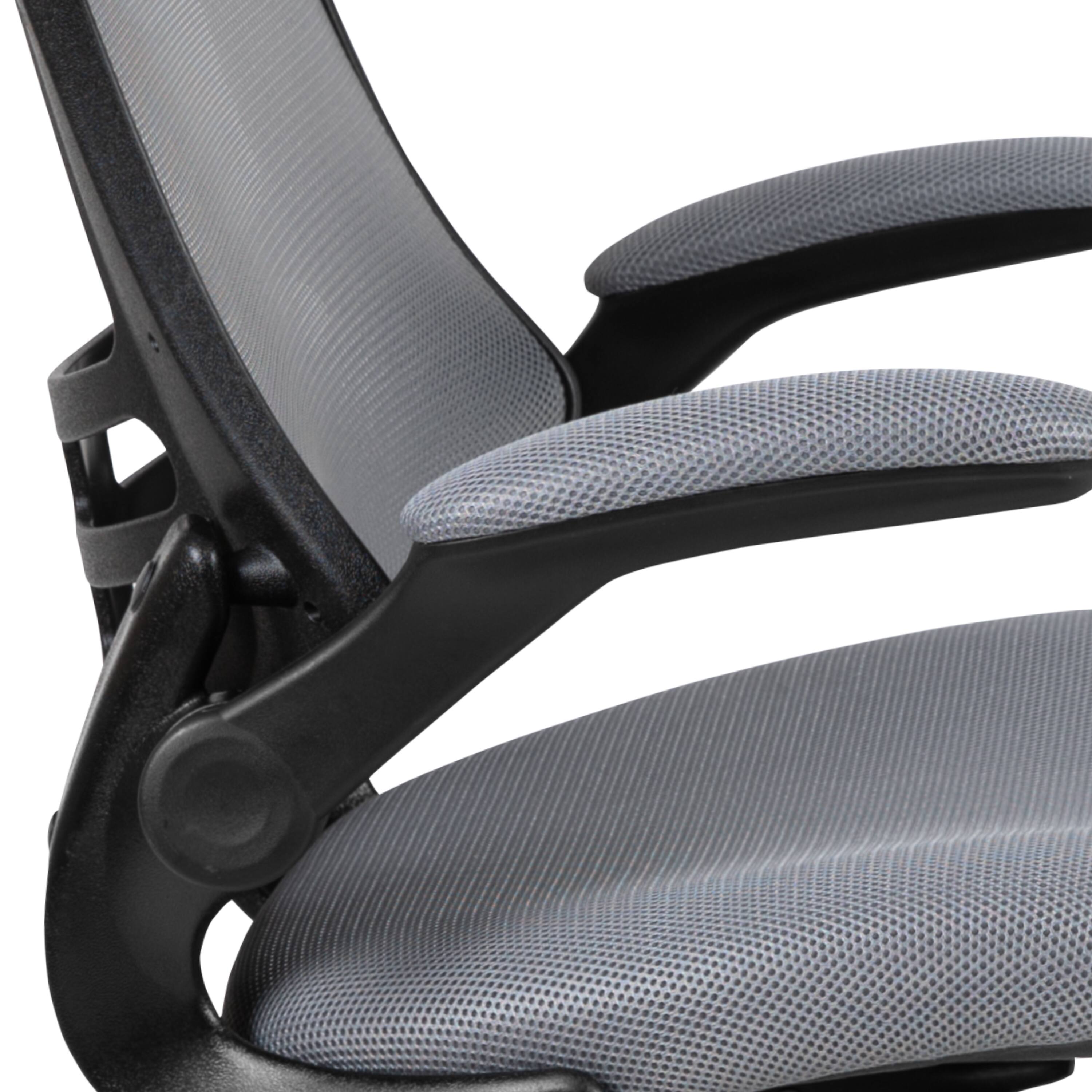 Alt View 10. Emma + Oliver - Mid-Back Mesh Swivel Ergonomic Task Office Chair with Flip-Up Arms - Dark Gray Mesh/Black Frame.