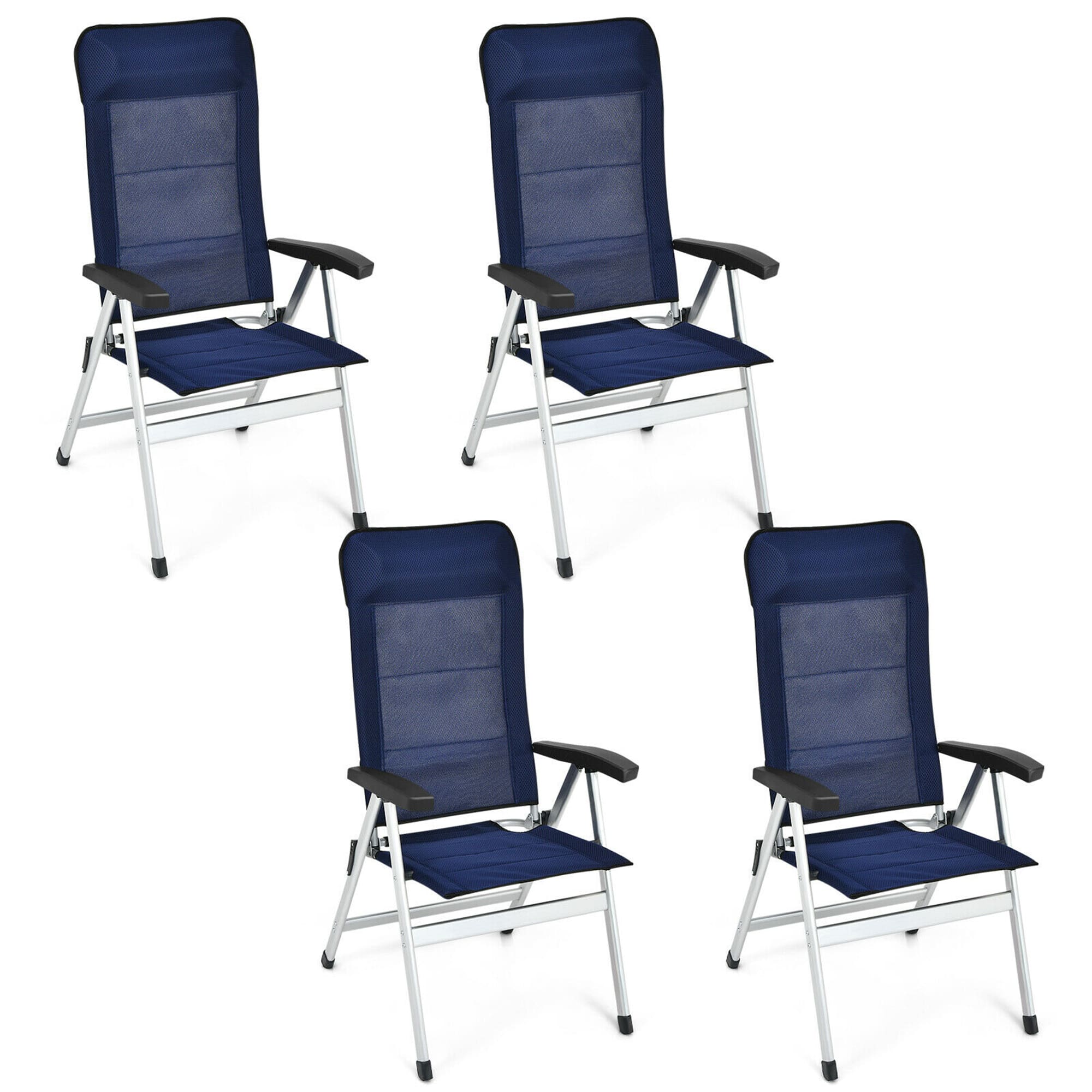 Gymax - 4PCS Patio Dining Chair Aluminum Camping Adjust Portable Headrest - Navy price history on PriceWatchPro