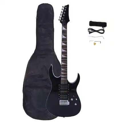 Front. Winado - Fired Burning Flame Type Maple Wood 24 Frets Beginner Electric Guitar Set School Band gift.