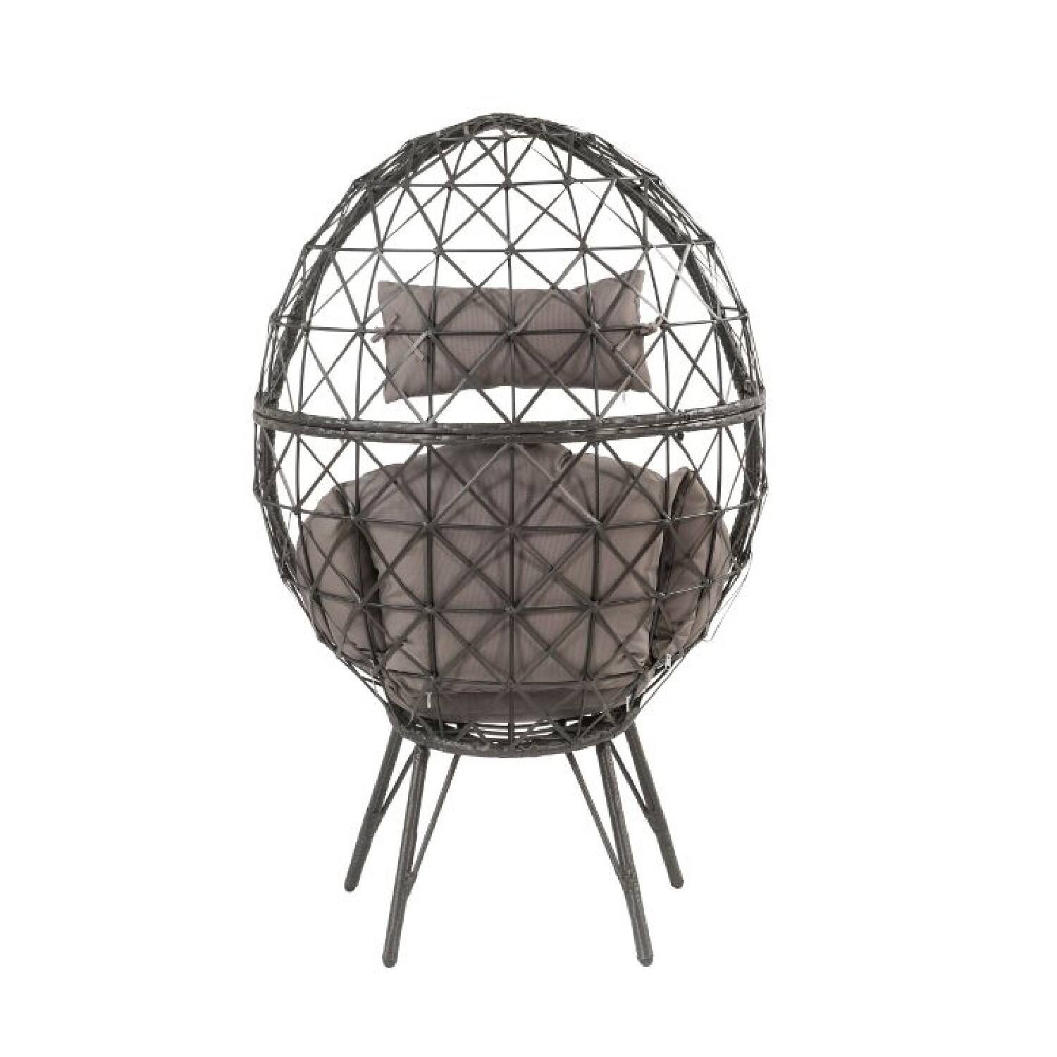 Alt View 2. Manhattan Lane - Patio Lounge Chair with Wicker Geometric Pattern - Black.