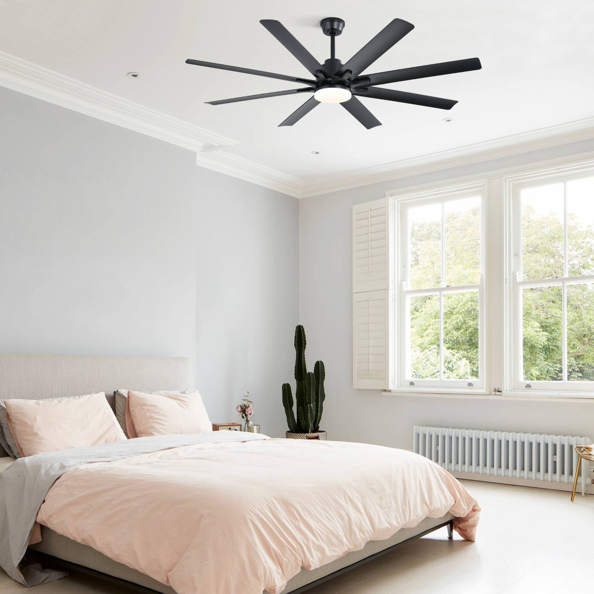 Alt View 2. ELEMENT ACE - Modern Large Ceiling Fan with Dimmable LED Light Smart Remote Control Reversible DC Motor Matte Black - Matte Black.