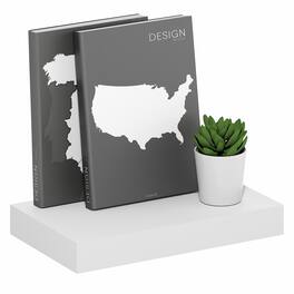 Furinno - TANNA Floating Shelves for Wall, 9 x 16 Wall Shelf, 2-in Thick Shelf,Wall Mounted Floating Shelf with Invisible Brackets - White
