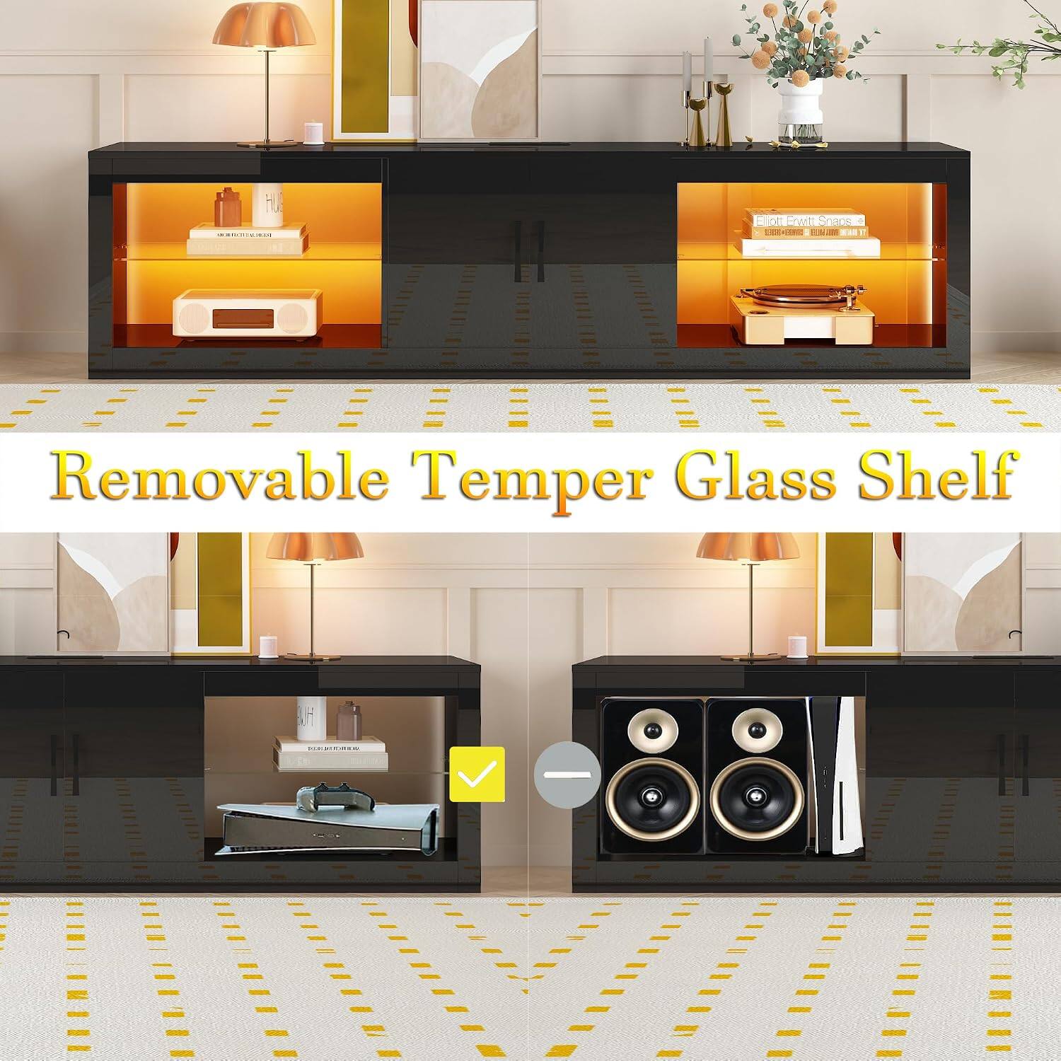 Removable Temper Glass Shelf