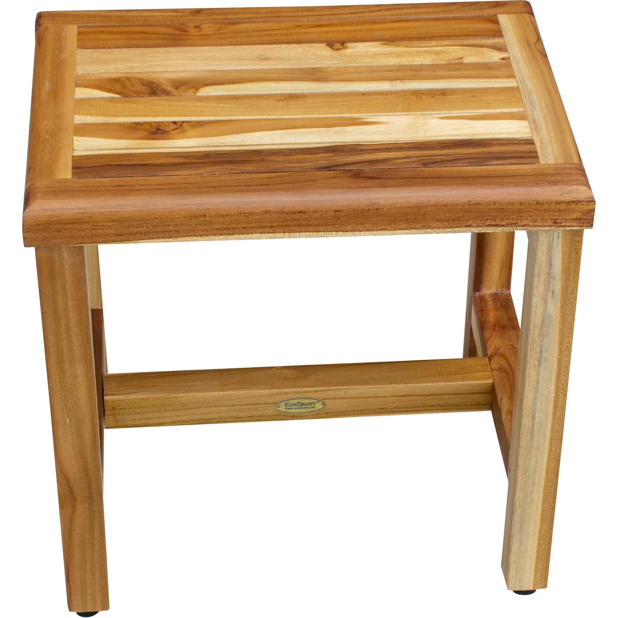 Back. EcoDecors - EcoDecors Eleganto EarthyTeak Teak Wood 18" Shower Bench - EarthyTeak.