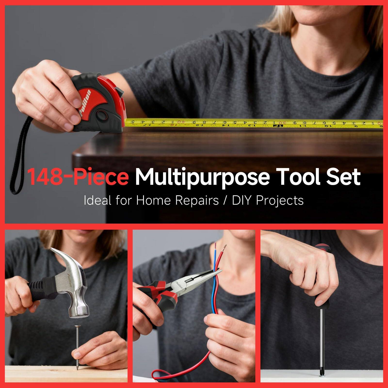 148-Piece Multipurpose Tool Set  
Ideal for Home Repairs / DIY Projects