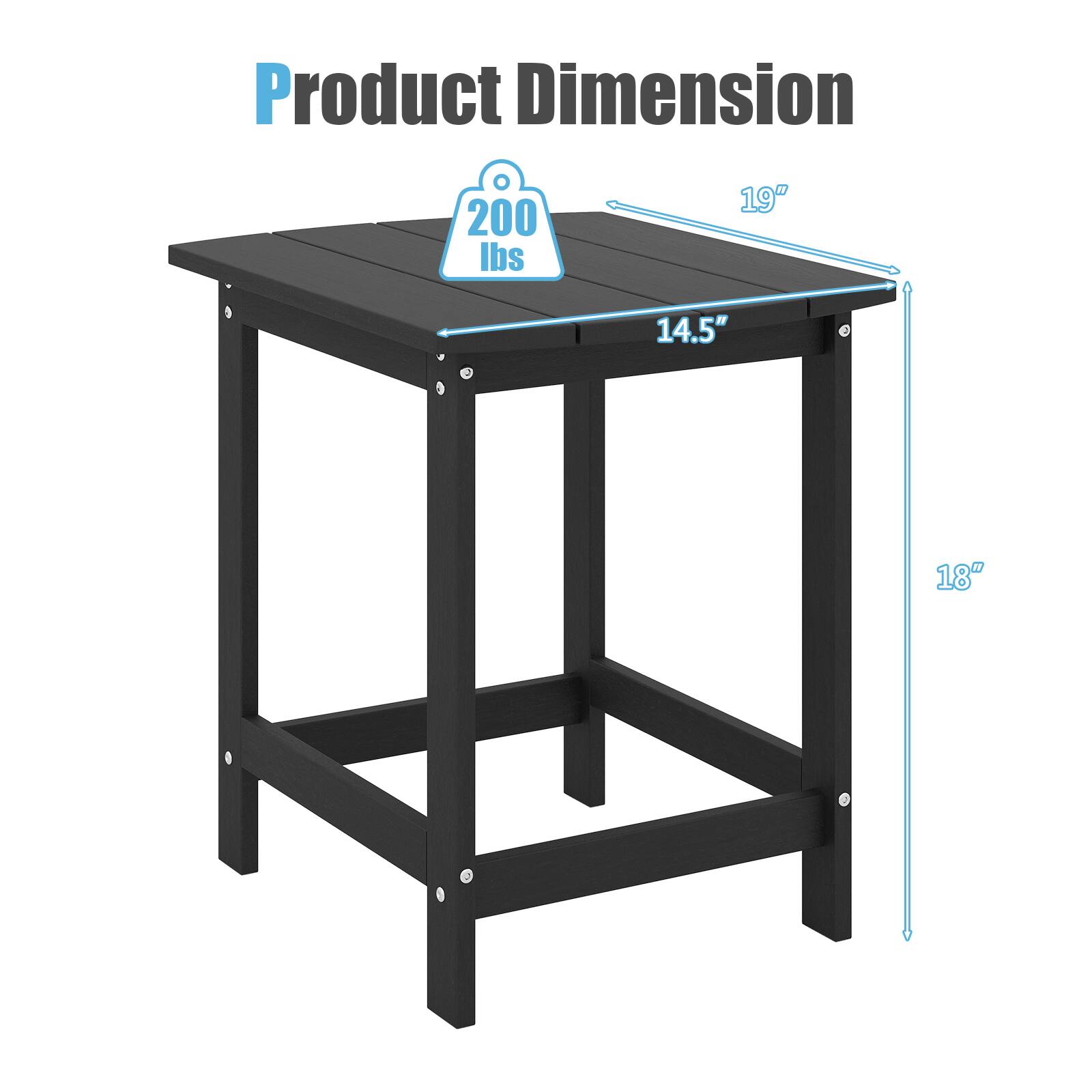 Product Dimension: 200 lbs, 19" x 14.5" x 18"
