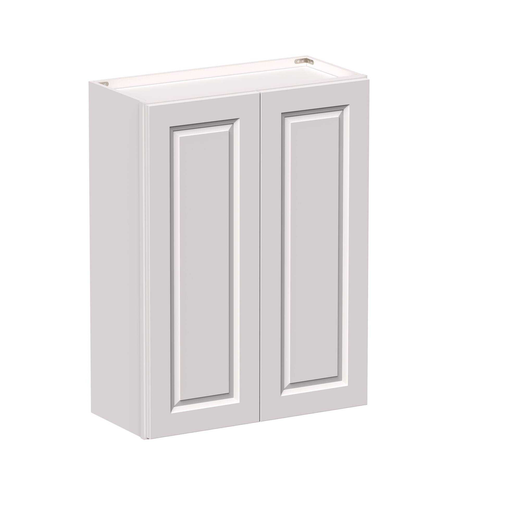 Angle. Boyel Living - 27-in W x 36-in H x 12-in D Shaker RTA Kitchen Wall Cabinet with Soft-Close Doors - Glacier White.