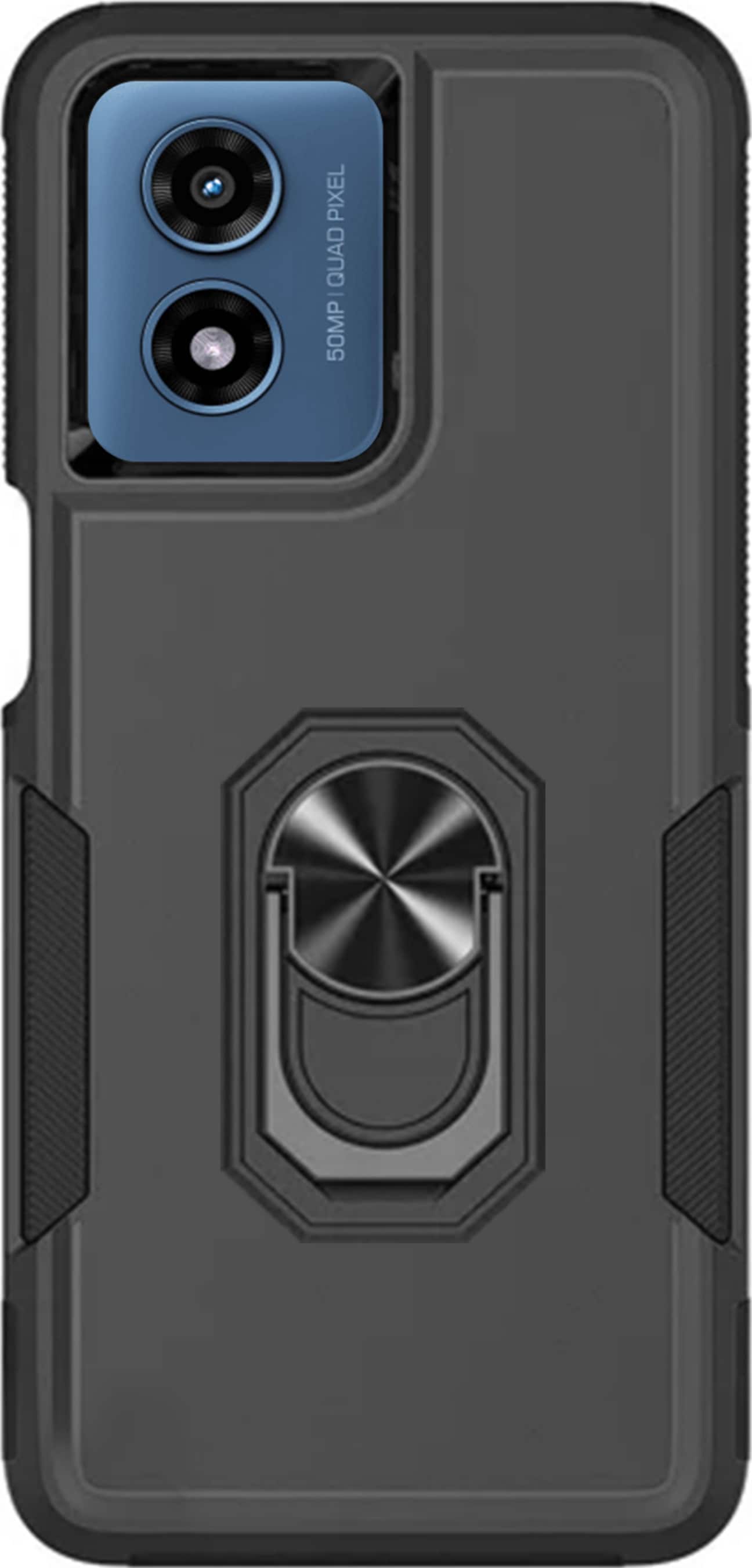 Front. SaharaCase - ArmorPro Kickstand Case for Motorola Moto G Play (2024) - Scorpion Black.