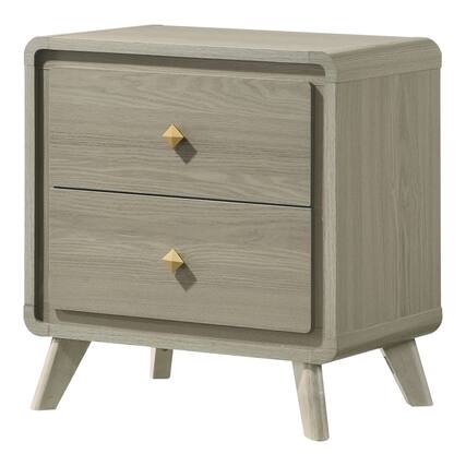 Front. Furniture of America - Xylia Modern Solid Wood Nightstand with 2 Drawers, Grey - Gray.