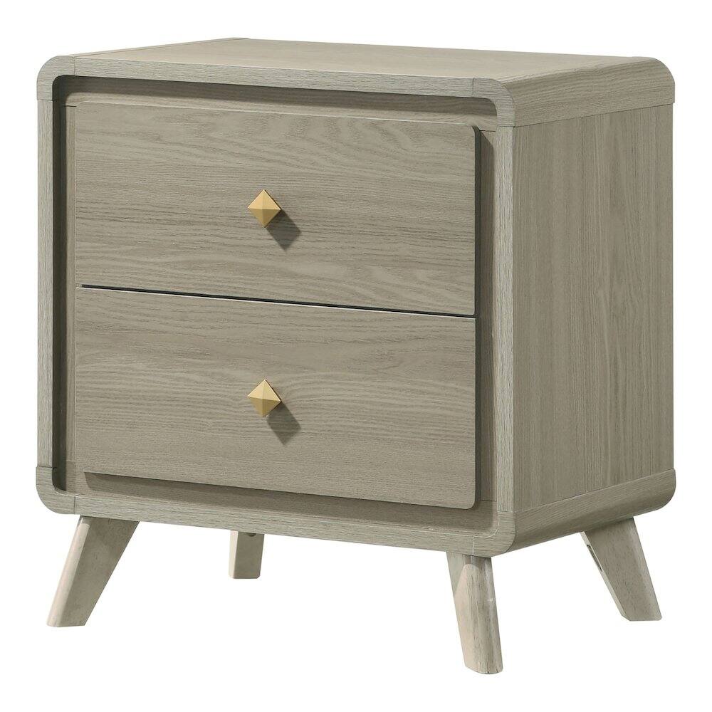Front. Furniture of America - Xylia Modern Solid Wood Nightstand with 2 Drawers, Grey - Gray.