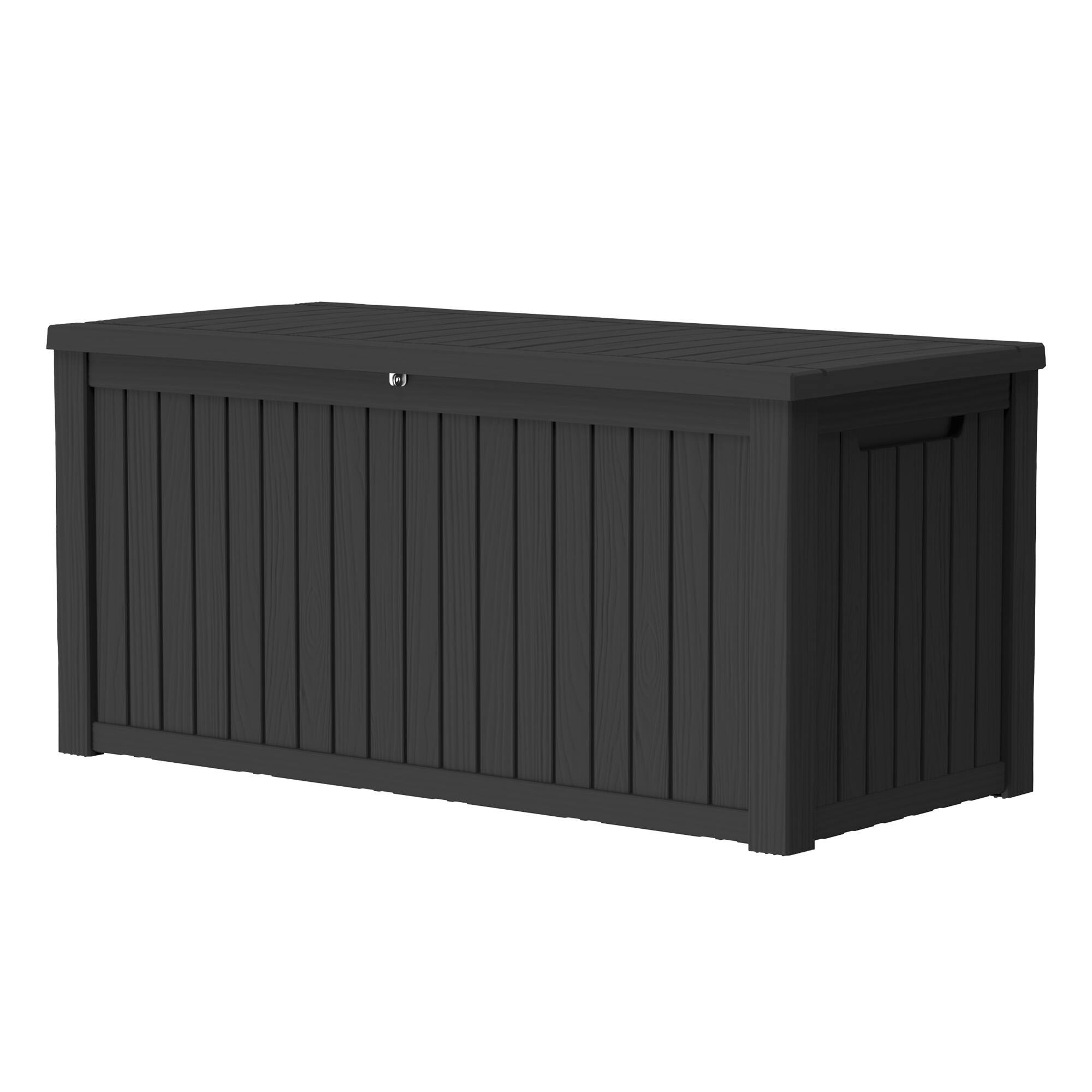 Alt View 4. LAUSAINT HOME - 200 Gal.Water Resistant Resin Lockable Deck Box, Large Lockable Capacity, Versatile Deck Storage Bench - Black.