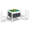 Front. Costway - Costway 2-in-1 Kids Activity Table & 2 Chairs Set w/Storage Building Block Table - White.