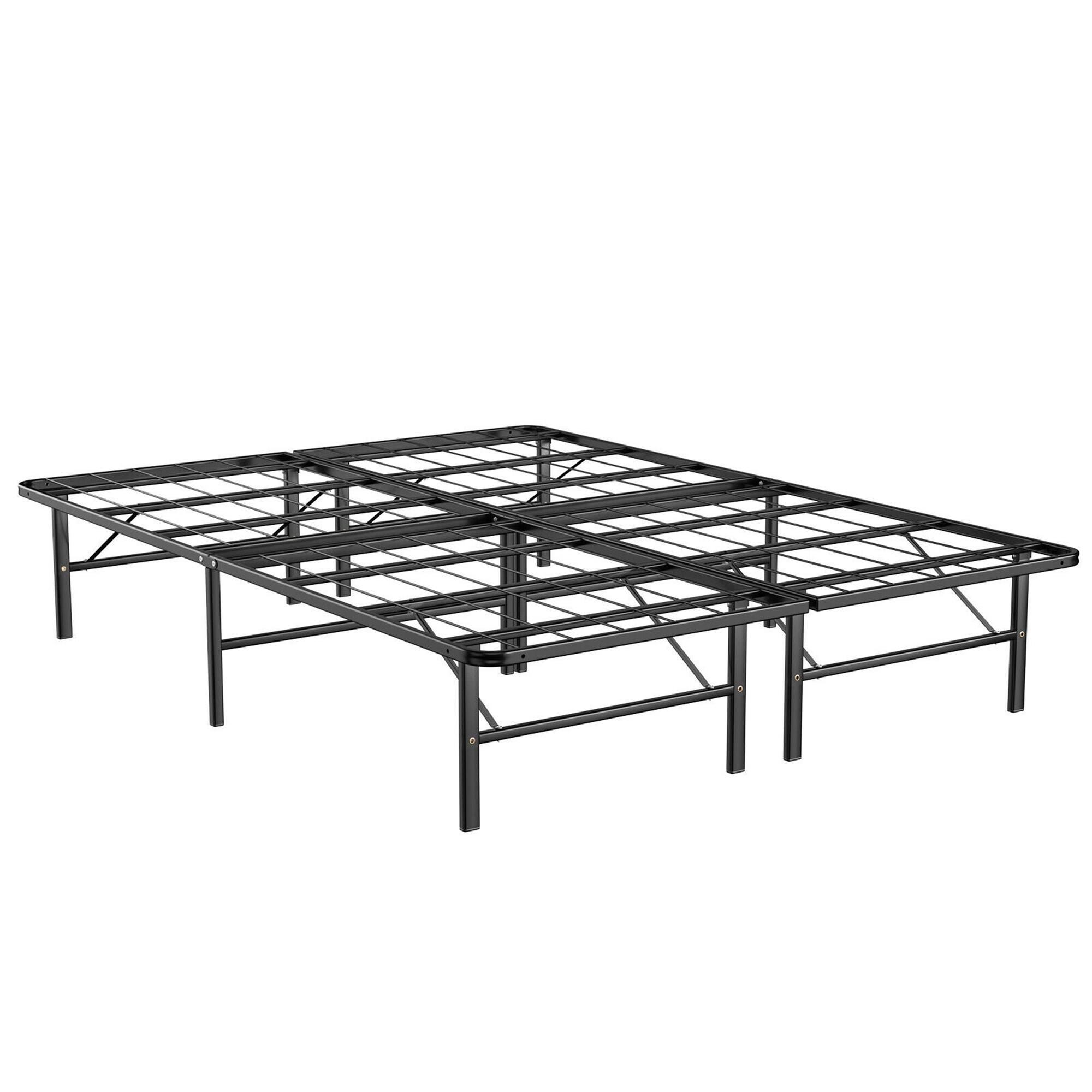 Alt View 9. Gymax - Gymax 14'' Queen Size Metal Platform Bed Foldable Mattress Foundation Tool-Free Assembly - Black.