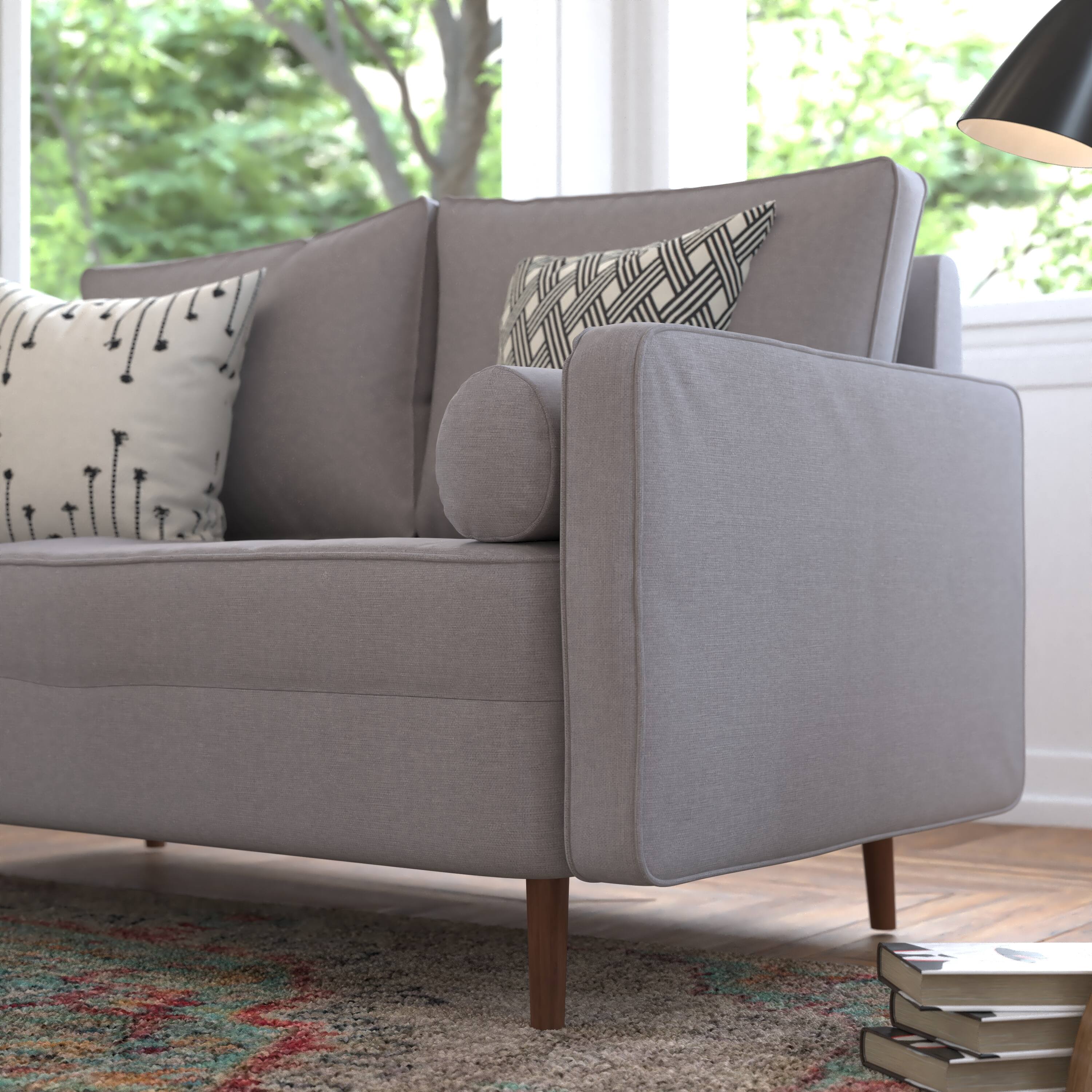 Alt View 4. Emma + Oliver - Holden Upholstered Mid-Century Modern Pocket Spring Loveseat with Wooden Legs and Removable Back Cushions - Slate Gray.