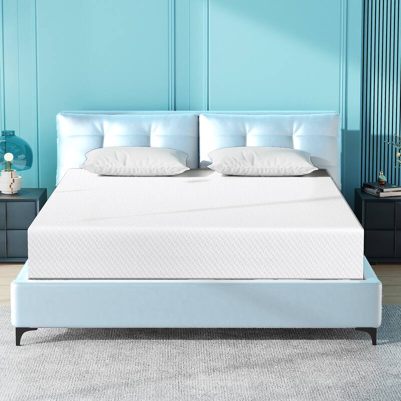 Angle. Vipbear - Vipbear 8 " Twin Size Extra Firm Memory Foam Mattresses with Tencel Cover, Premier Cooling Green Tea/Gel Bed Mattresses - White.