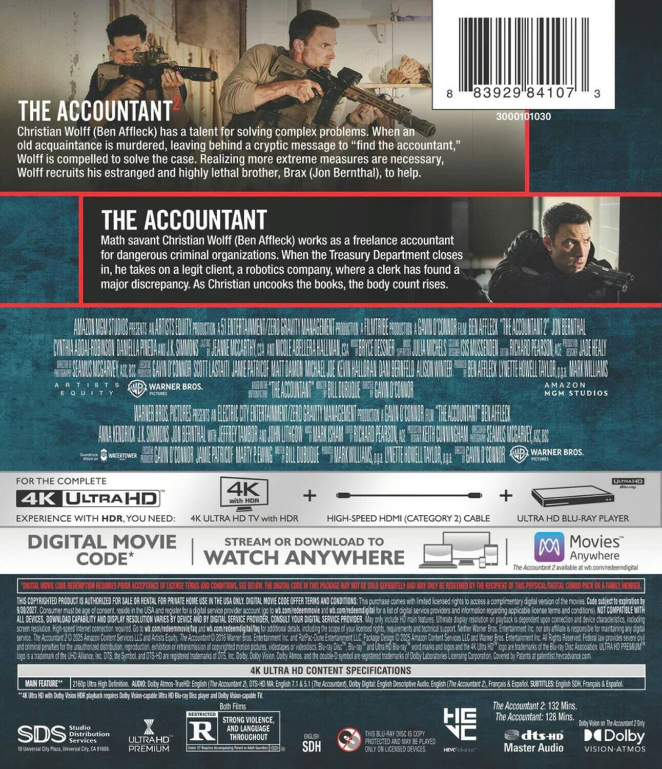 Alt View 1. The Accountant: 2-Film Collection   - 4K Blu-Ray.