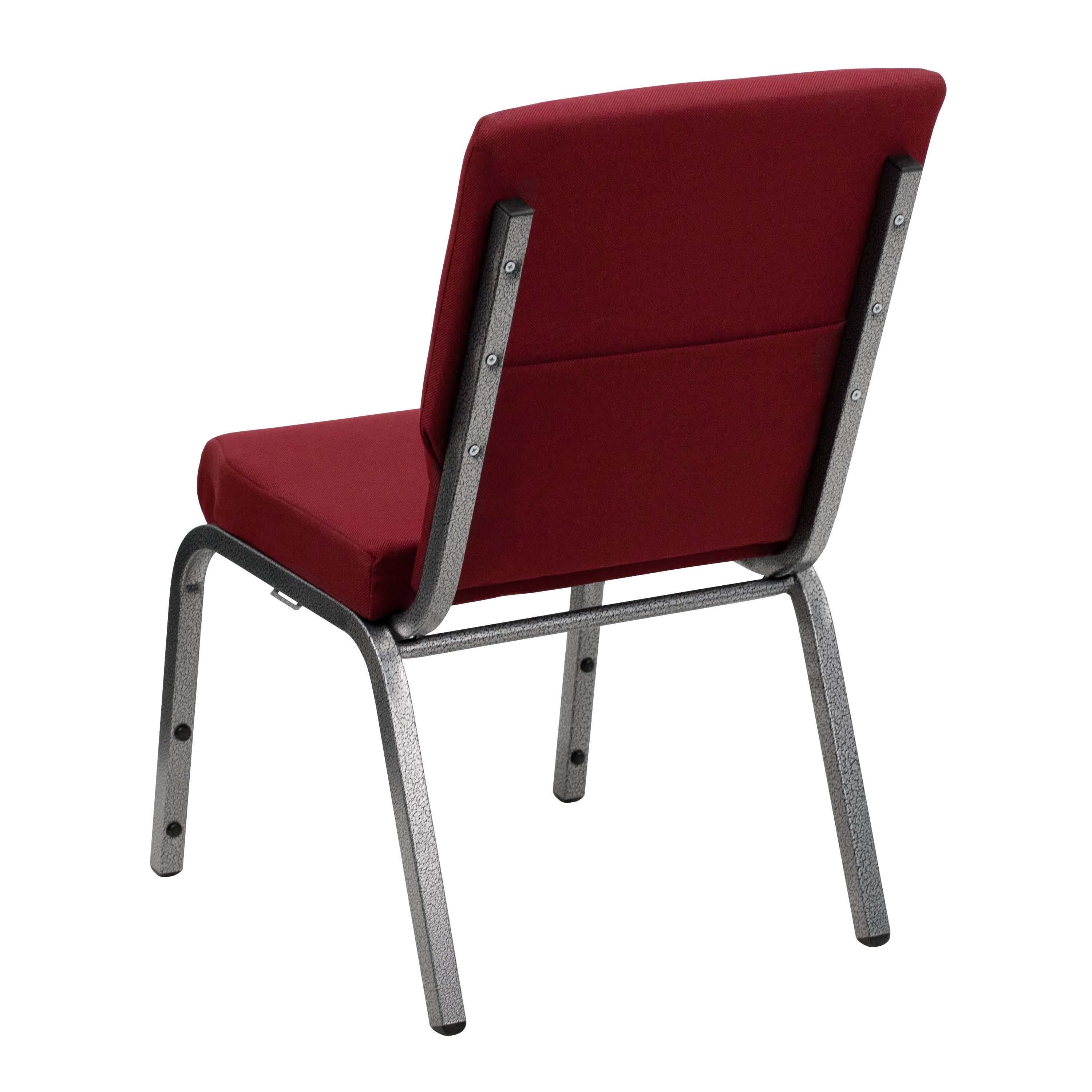 Alt View 5. Emma + Oliver - 4 Pack 18.5''W Stacking Church Chair - Burgundy Fabric/Silver Vein Frame.