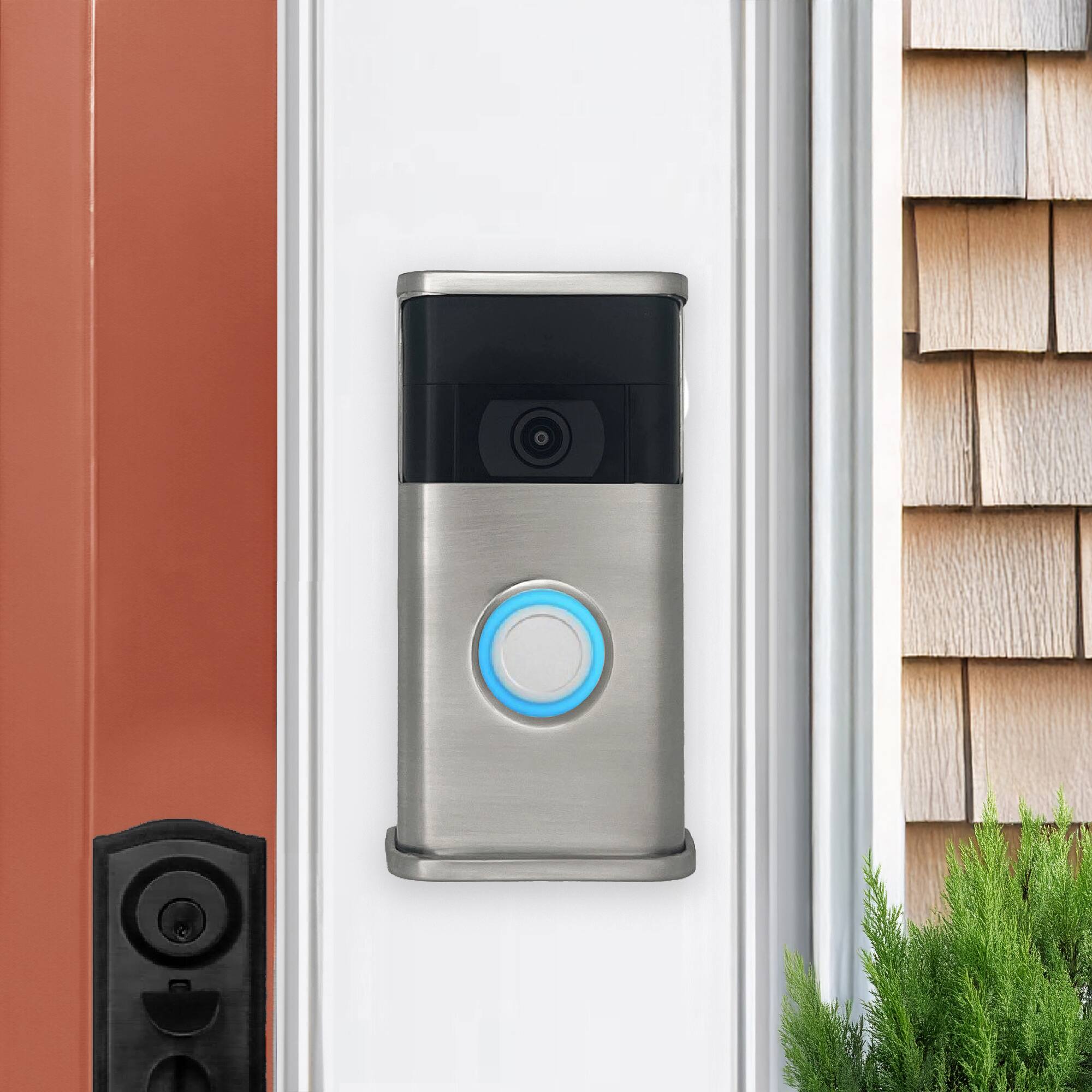 Alt View 3. Michael Healy - Traditional Video Doorbell Cover (Ring 2nd Gen) - Nickel Silver.