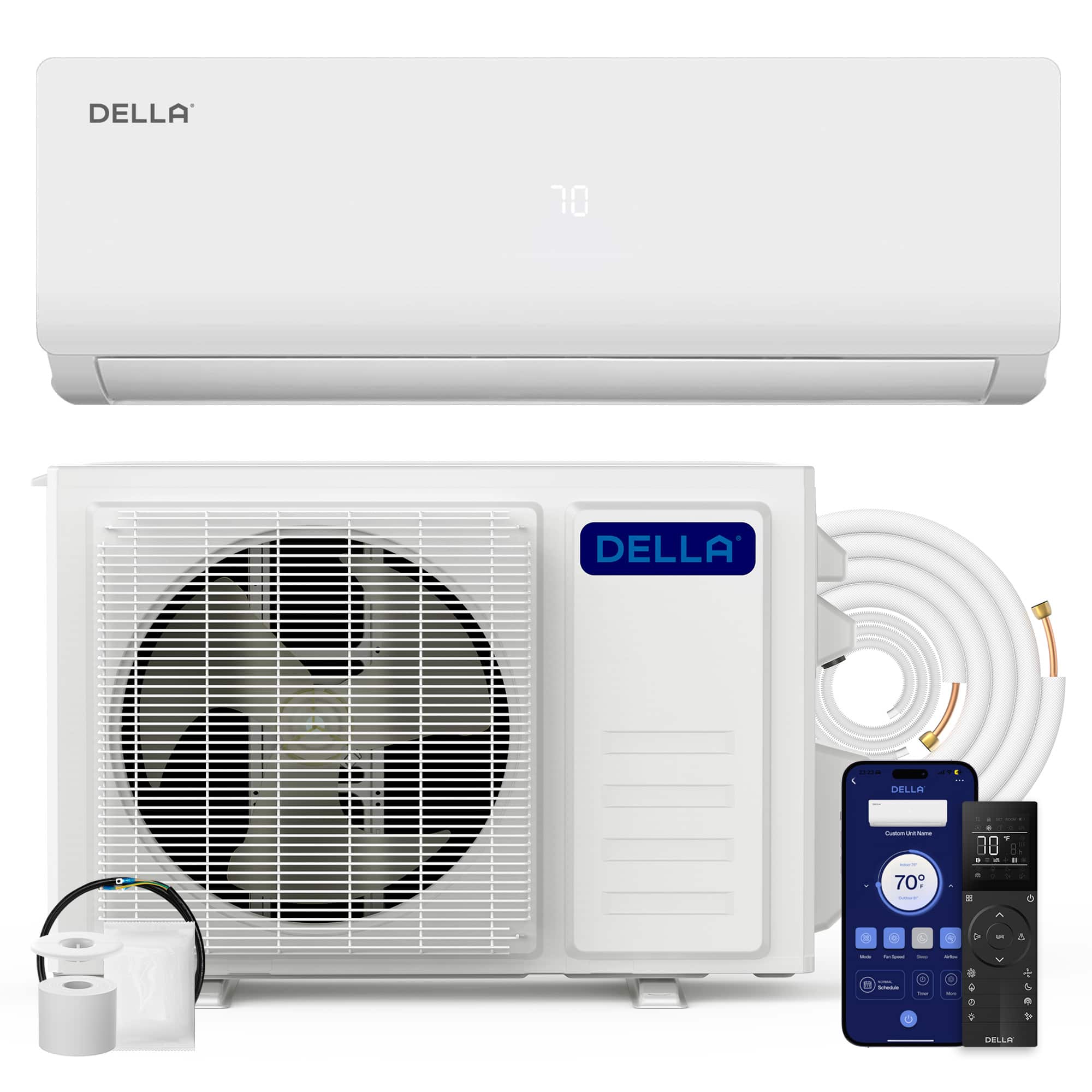 Della - Vario Series 12000 BTU Mini Split AC 20.5 SEER2 Cools Up to 550 Sq.Ft - White price history on PriceWatchPro