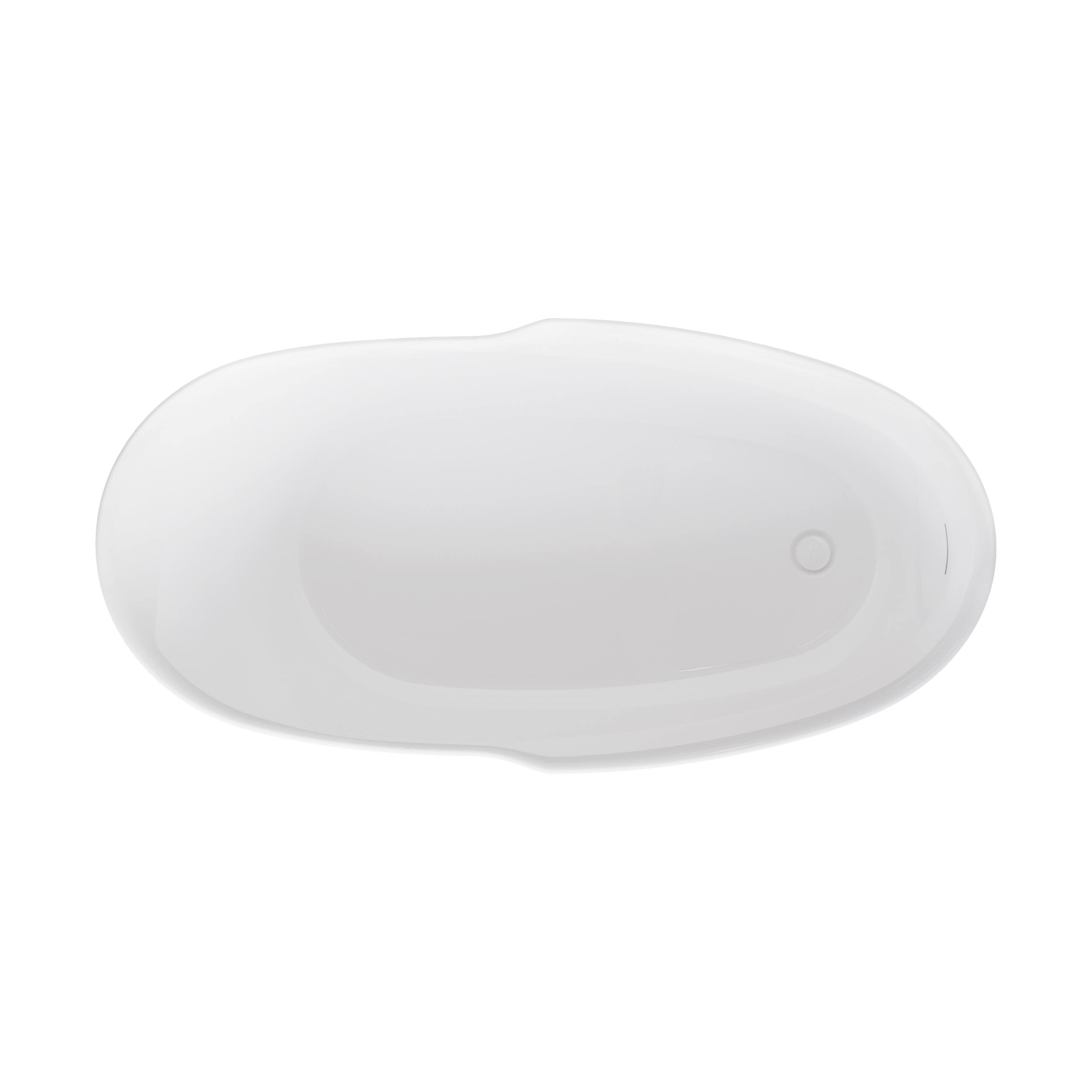 Alt View 9. WELLFOR - Wave 66 in. Acrylic Flat Bottom Double Ended Freestanding Soaking  Bathtub with Drain and Overflow - White.