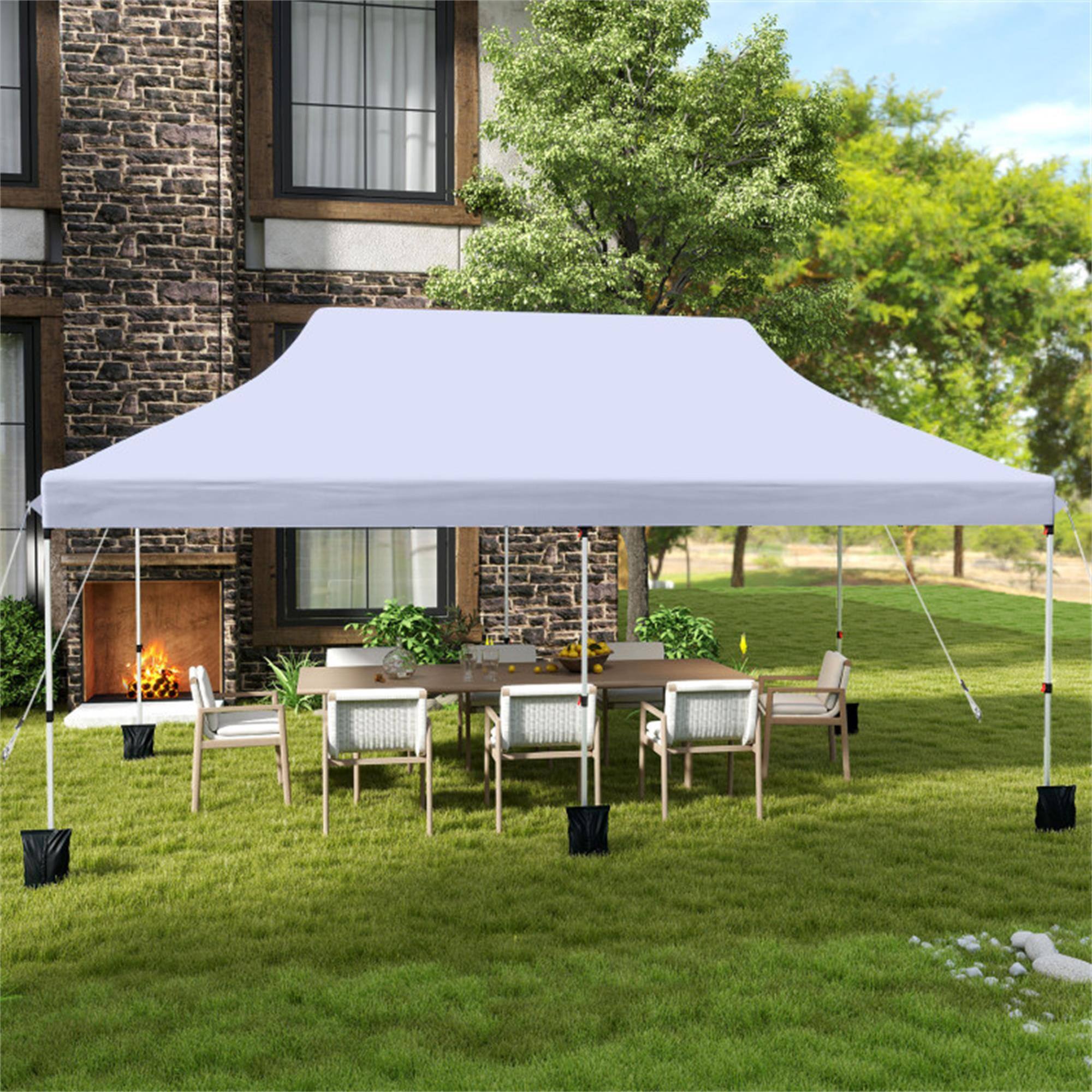 Alt View 2. Boyel Living - White Pop Up Canopy Tent 120-in W x 240-in D x 84-in H - White.