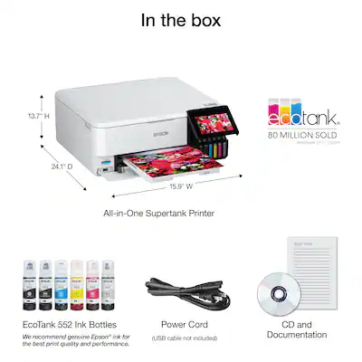Epson - EcoTank® Photo ET-8500 Wireless Color All-in-One Supertank Printer - White