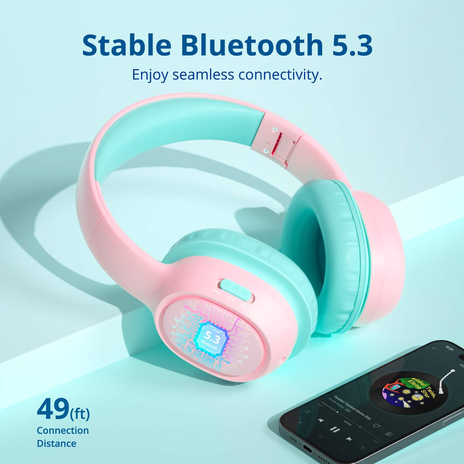 Stable Bluetooth 5.3: Enjoy seamless connectivity. 49 ft Connection Distance.